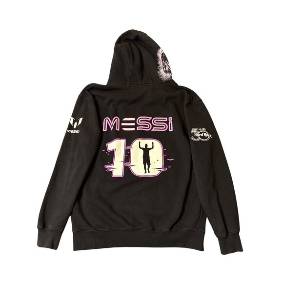 Lionel Messi Hard Rock Hoodie Live Greatness Black Pink Medium Cotton/Polyester - Picture 4 of 6